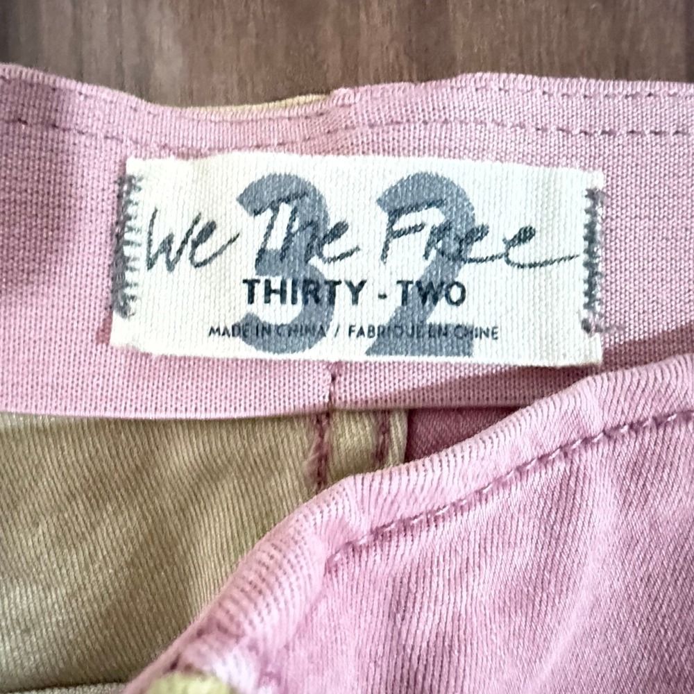 Free People‎ Flare Pants Womens 32 Pink Green Excellent Two Tone Split Leg Bell - Picture 3 of 10